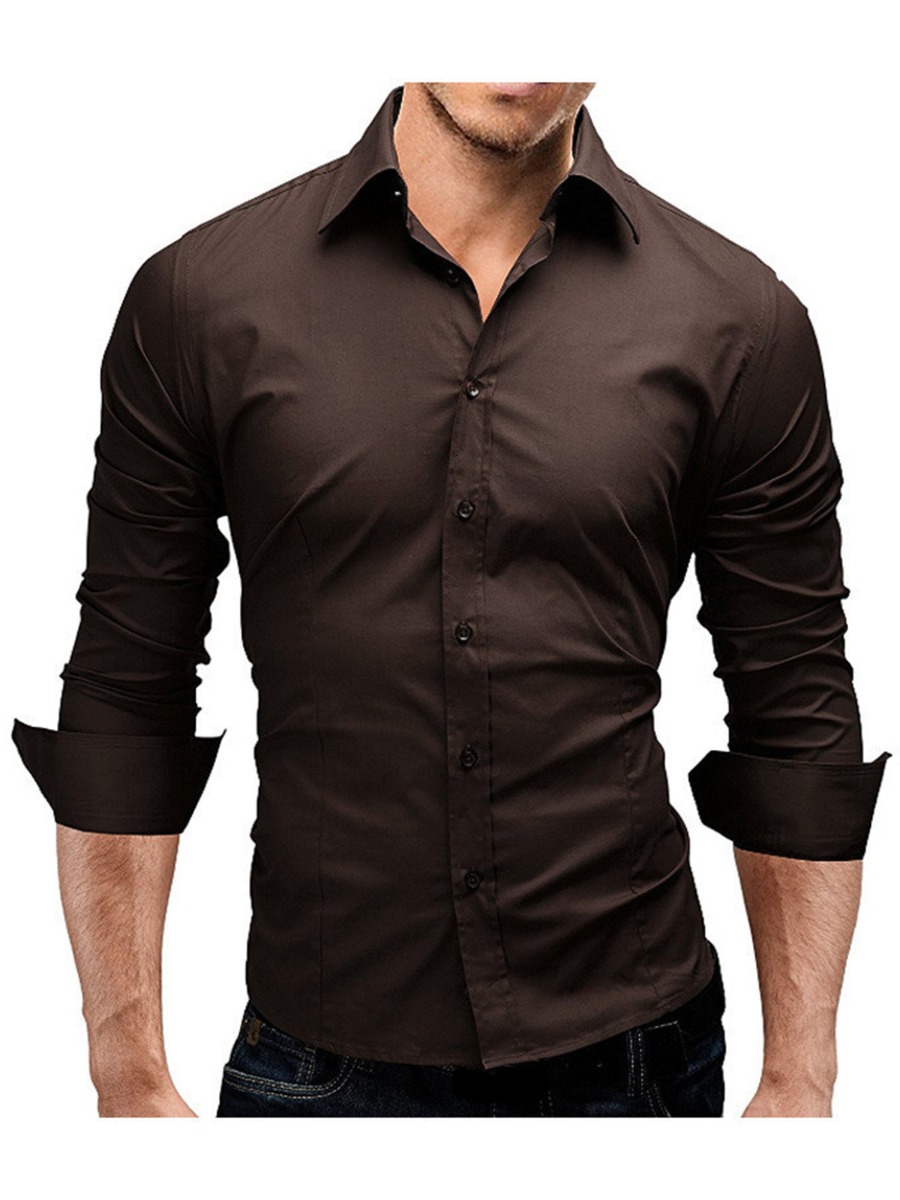 Long Sleeve Buttoned Solid Dress Shirt