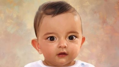 Baby oil painting of a baby