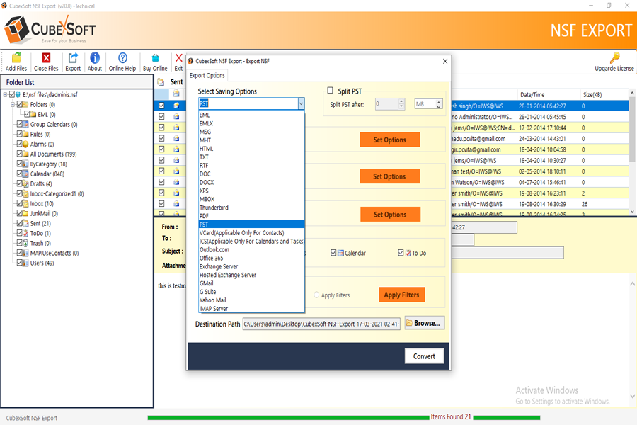 convert nsf to pst