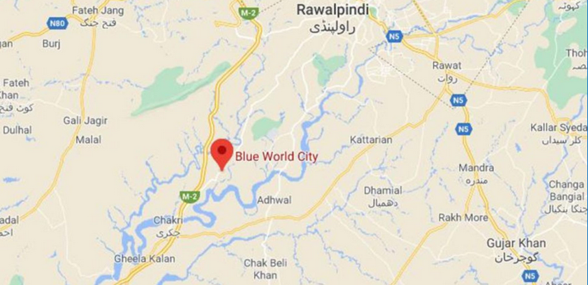 blue world city islamabad location map