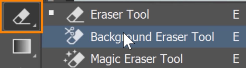 Using the eraser tool