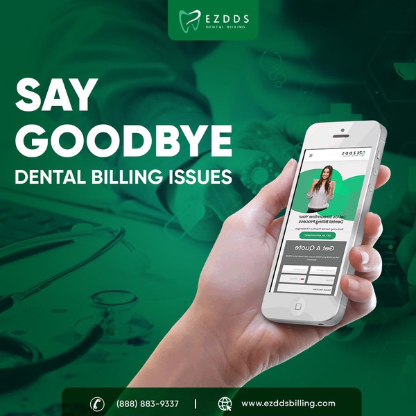 a hand carrying a mobile phone which is displaying the whole dental billing process