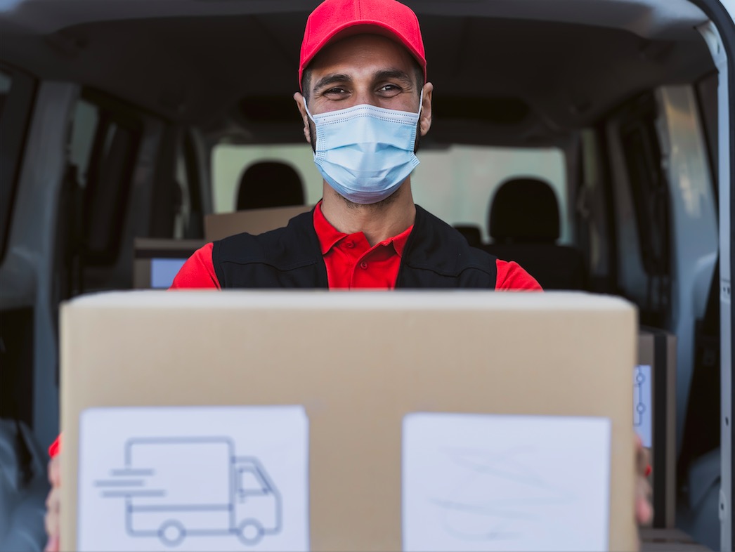 Men Showing box for delivery